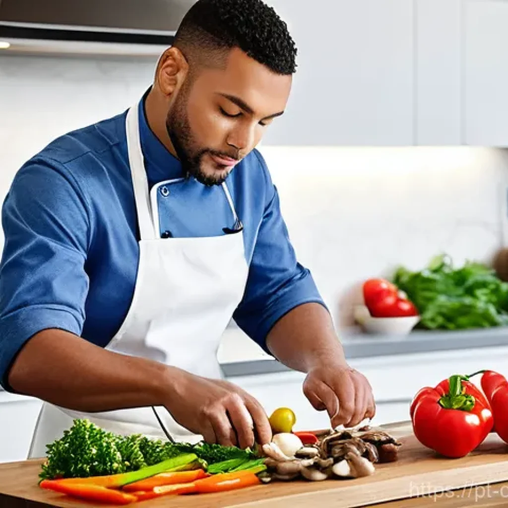 식재료 활용으로 만드는 다양한 볶음 요리 - **Vibrant Kitchen Prep: The Foundation of Flavor**
    "A clean, modern kitchen scene filled with na...