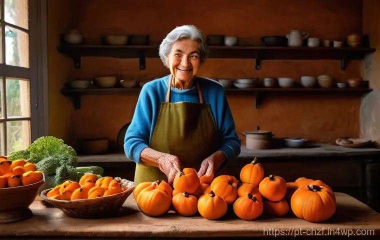제철 식재료 활용 요리 추천 - Image Prompt 1: The Portuguese Grandmother's Autumn Harvest**