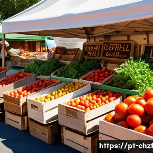 Home 31 식재료 활용 요리사의 경험 공유하기 - A vibrant local farmer's market scene in a sunny summer setting, showcasing freshly harvested ripe t...